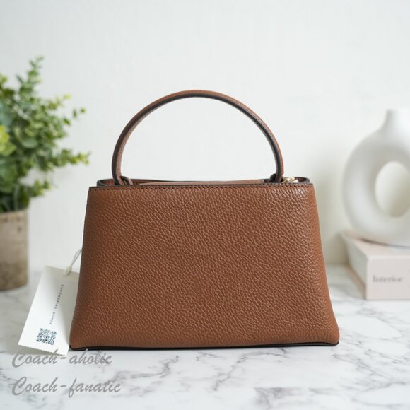 Tory Burch Britten Pebbled Leather Mini Satchel Crossbody in Moose - Picture 6 of 10